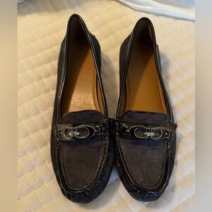 Coach Black Loafers with Silver Accents office shoes